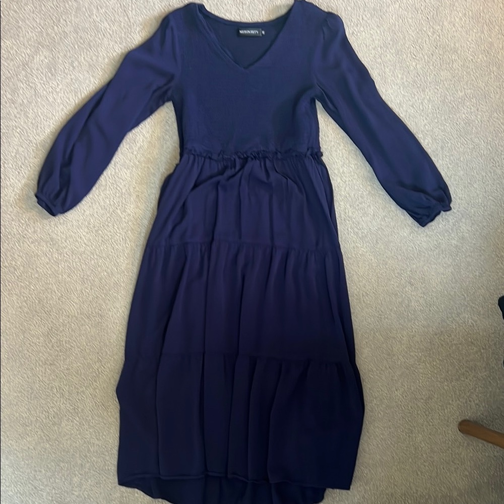 Midnight Blue Long Sleeve Dress
